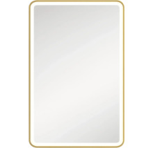 Obdélníkové zrcadlo s LED osvětlením a zlatým rámem