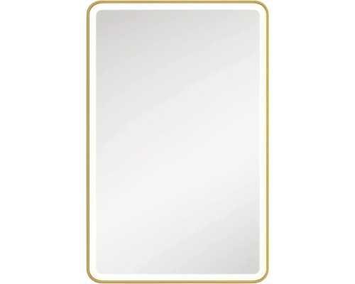 Obdélníkové zrcadlo s LED osvětlením a zlatým rámem