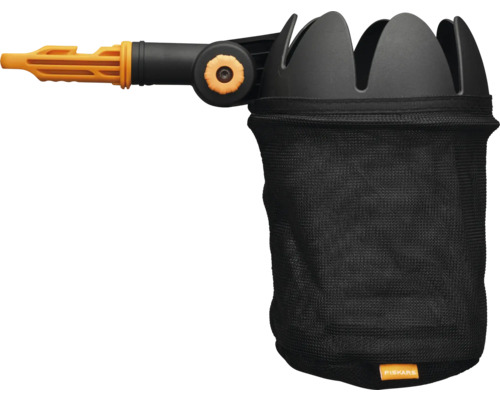 Fiskars QuikFit sběrač listí s černým sběrným vakem a oranžovou rukojetí