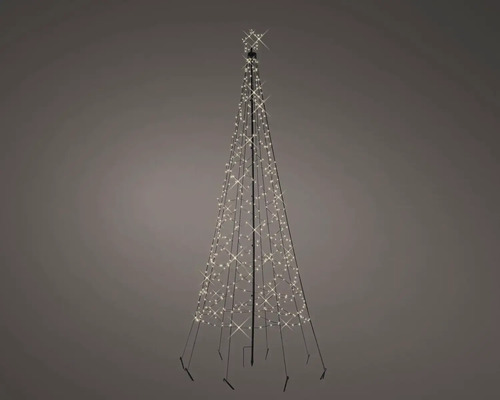 Dekorativní světelný strom s hvězdou a teplými bílými světly pro vnitřní i venkovní použití.
