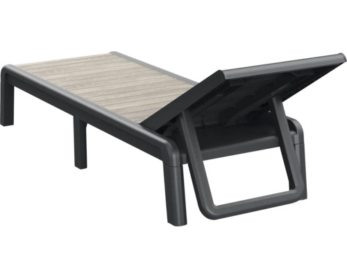 Nastavitelné zahradní lehátko z plastu s imitací dřeva