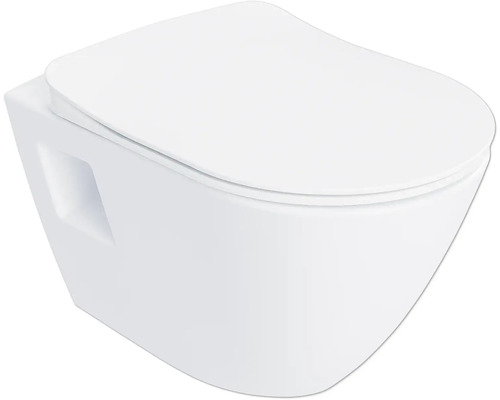 Závěsné WC z keramiky se zavřeným víkem.