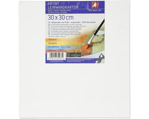 Malířské plátno 30x30 cm Karton s plátnem, 30 x 30 cm, vhodný pro tempery, kvaš, akrylové barvy a olejové barvy