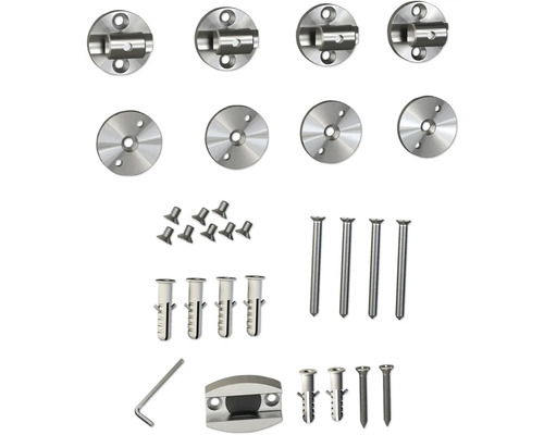 Upevňovací materiál pro kovové sloupky zábradlí, včetně šroubů, hmoždinek a imbusového klíče