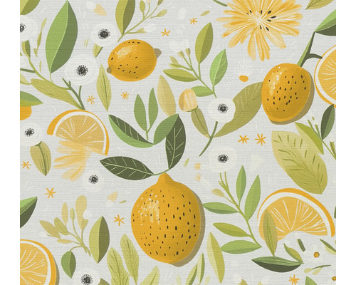 Ilustrace s citrony, květy a listy