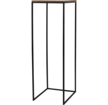 Stojan na květiny s dřevěnou deskou a kovovým rámem