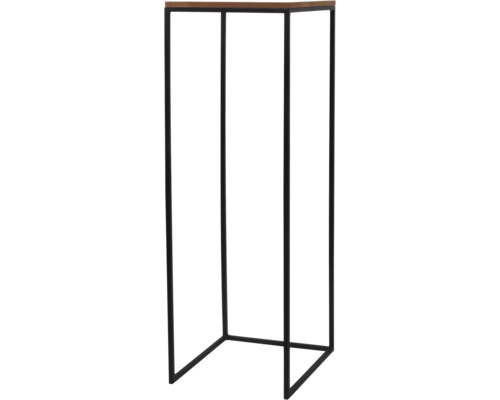 Stojan na květiny s dřevěnou deskou a kovovým rámem