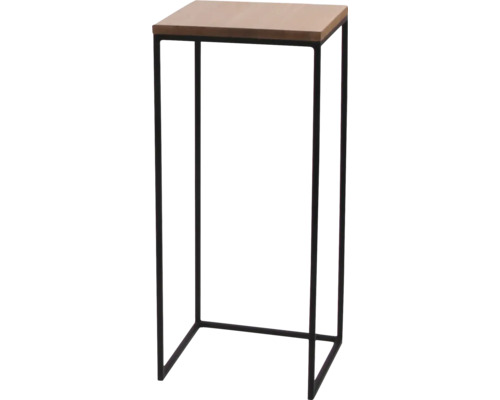 Příruční stolek s dřevěnou deskou a kovovým rámem