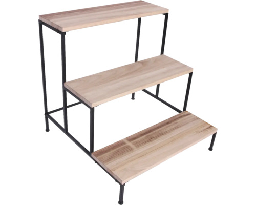 Tříúrovňový regál na rostliny z kovu a dřeva