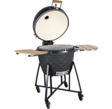 Keramický gril s bočními stolky a pojízdným podvozkem