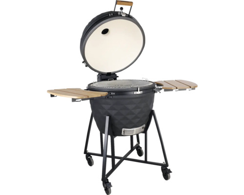 Keramický gril s bočními stolky a pojízdným podvozkem
