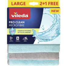 Vileda Pro Clean hadříky z mikrovlákna, velké balení, 2+1 zdarma