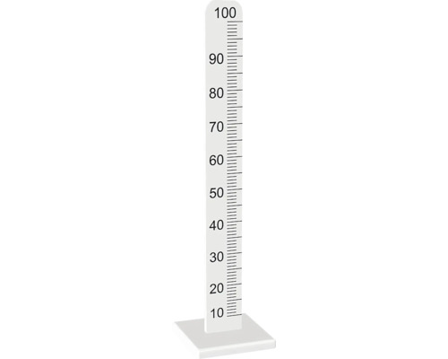 Vertikální měřicí stupnice na podstavci s označením od 10 do 100.