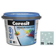 Ceresit CE 40 Aquastatic Premium Flex spárovací hmota v 5 kg kbelíku s barevným vzorkem Ice Glow