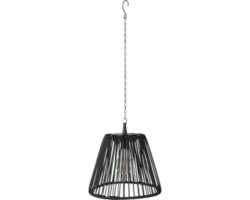 Závěsná lampa se stínidlem z pleteného materiálu a závěsným řetězem