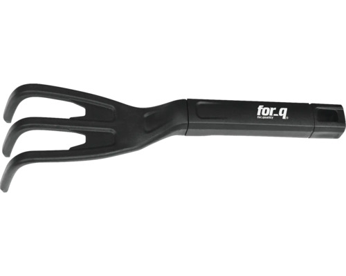 Zahradní kultivátor se třemi hroty a logem for_q