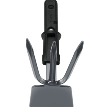 Zemní kotva z kovu se třemi hroty a plastovou rukojetí