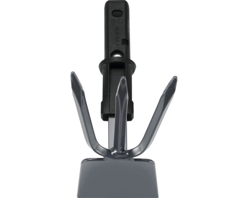 Zemní kotva z kovu se třemi hroty a plastovou rukojetí