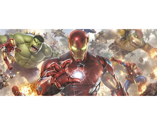 Obraz Decopanel Marvel Superheroes ART-I 40 x 133 cm Malba Iron Mana, Hulka a dalších superhrdinů v bojové scéně