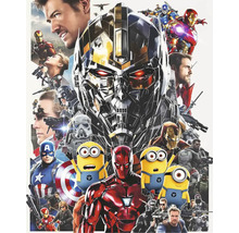 Koláž s různými filmovými postavami