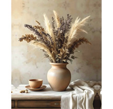 Zátiší s aranžmá sušených květin ve váze na stole