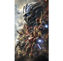 Ilustrace superhrdinů a Mimoňů