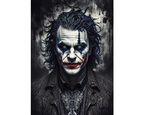 Obraz Decopanel Joker ART-J 60 x 80 cm Portrét osoby s klaunským make-upem, která má na sobě zdobenou bundu
