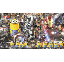 Koláž s postavami z Avengers a Mimoni