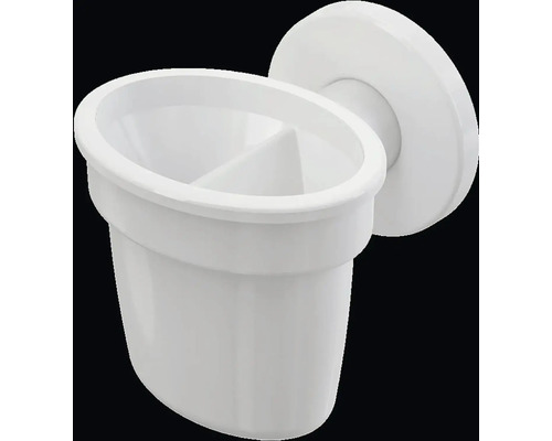 Bílý dvojitý kelímek na zubní kartáčky pro montáž na stěnu