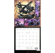 Nástěnný kalendář s komiksovými motivy, zobrazení data červen 2026