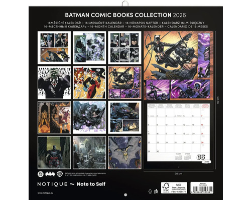 Kalendář Batman Comic Books Collection na rok 2026