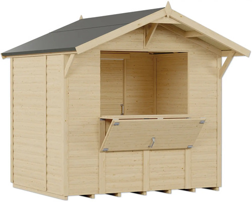 Dřevěný prodejní stánek s otevřeným pultem