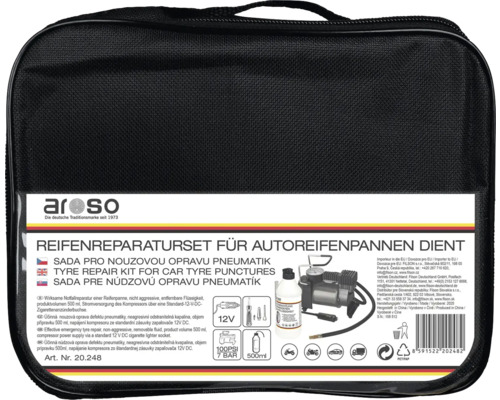 Sada na opravu pneumatik Aroso pro defekty pneumatik v černé tašce