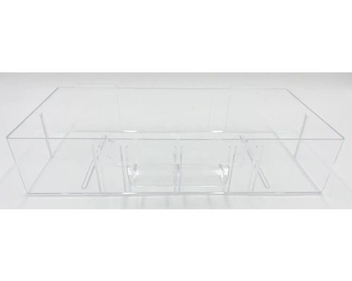 Průhledné akvárium z akrylového skla s vnitřními filtry