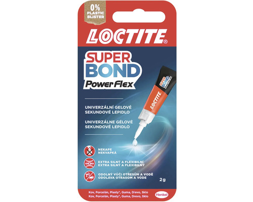 Sekundové lepidlo Loctite Super Bond Power Flex Gel 2 g Loctite Super Bond Power Flex Gel sekundové lepidlo s nulovým obsahem plastového blistru