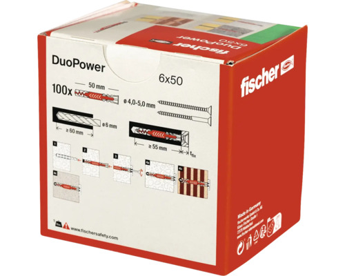 Balení hmoždinek Fischer DuoPower 6 x 50