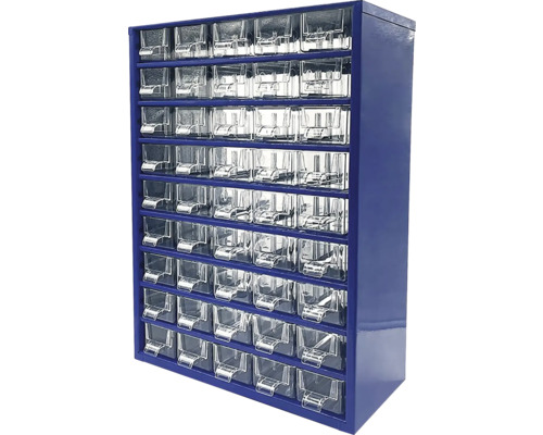 Zásuvkový organizér 09/45S Modrá Zásuvková skříň s průhlednými zásuvkami pro uložení drobných dílů