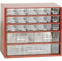 Zásuvková skříňka s průhlednými zásuvkami pro uskladnění