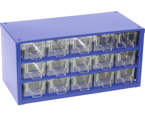 Zásuvkový organizér 03/15S Modrá Zásuvkový organizér s 18 průhlednými zásuvkami