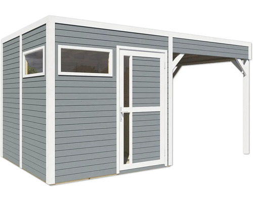 Zahradní domek s dveřmi, okny a stříškou