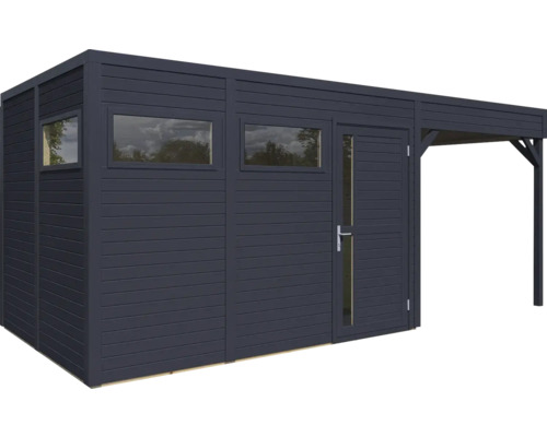 Zahradní domek s přístřeškem, okny a dveřmi