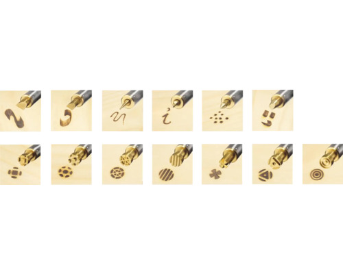 Různé vypalovací razítka pro páječku v provozu