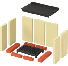 Sada obložení krbu se zadní stěnou, bočními stěnami, rošty a kameny