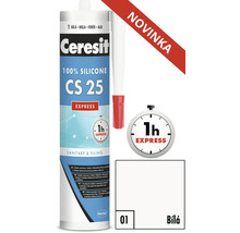 Sanitární a obkladový silikon Ceresit CS 25, vytvrzuje se během jedné hodiny