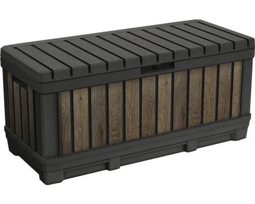 Úložný box Keter Deco Kentwood 350 L Walnut 59x128x54 cm Plastový úložný box se vzhledem dřeva