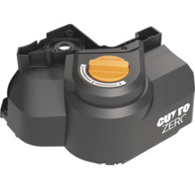 Horní část robotické sekačky s otočným knoflíkem pro nastavení výšky sečení