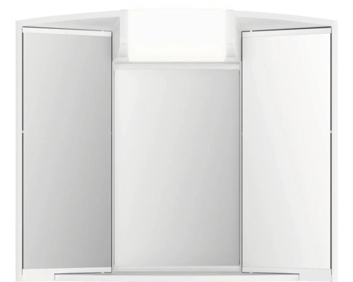 Bílá zrcadlová skříňka se třemi dvířky do koupelny