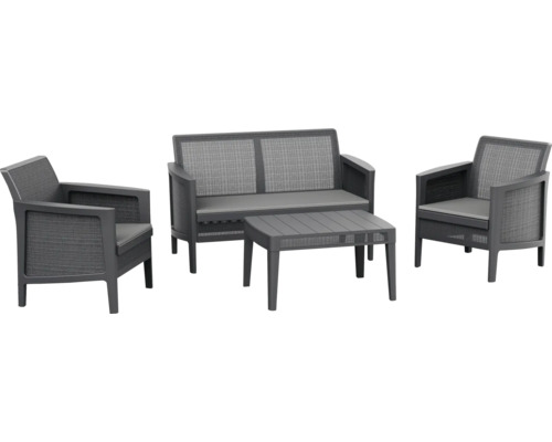 Zahradní nábytková souprava s pohovkou, dvěma křesly a stolem