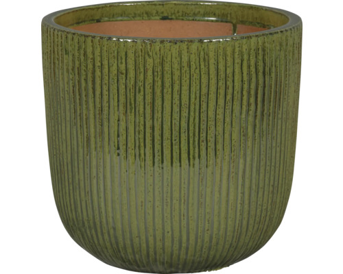 Keramická květinová nádoba s drážkovaným vzorem
