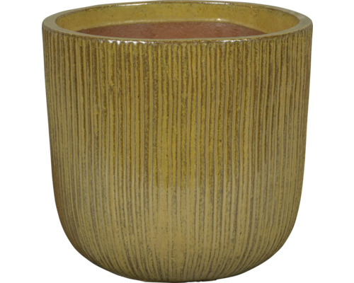 Květináč Lafiora glazovaná keramika Ø 22 cm V 21 cm šampaňské Rýhovaný keramický květináč